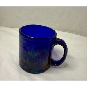 Vintage Vibrant Cobalt Blue Glass Coffee Mug Cup Made in USA